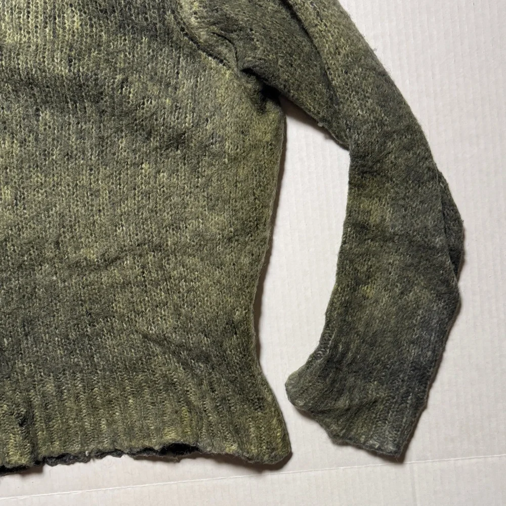 AVANTI TOI Women's Olive Green Distressed Crewneck Sweater Alpaca‎ Wool Blend XS - Picture 5 of 12